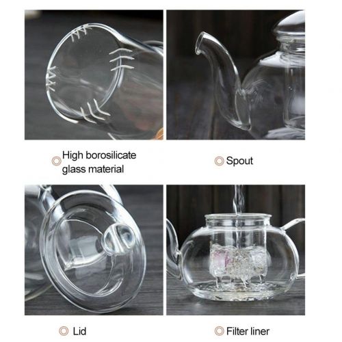  Falliabck Glas-Teekanne Verdickter manueller hitzebestandiger Borosilikatglas-Krug fuer heissen und Eistee WaterJuice Getrankeglas-Teekanne Kaffeekanne 1000ml