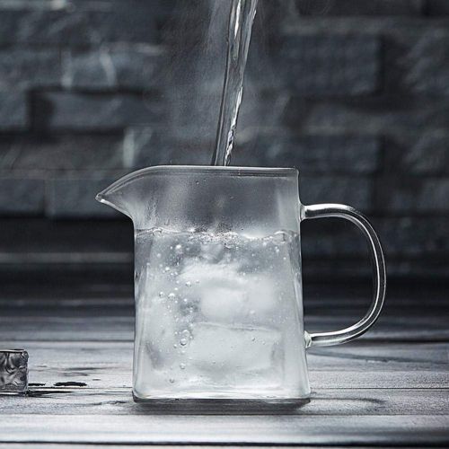  Falliback Glass Water Jug Hitzebestandiges Glas Edelstahl Filtering Teekanne Square Flower Teekanne fuer heissen und Eistee Wasser Saft Getrank 750ml