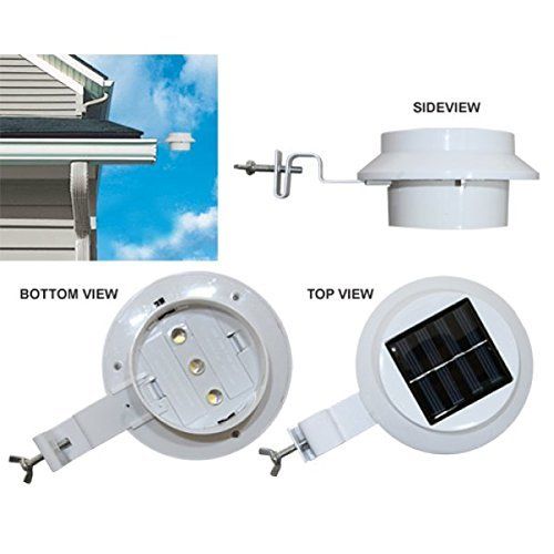  8 Pack Deal - Falove Outdoor Solar Gutter LED Lights - White Sun Power Smart Solar Gutter Night Utility Security Light