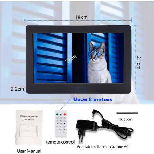  [아마존베스트]Digital Picture Frame 7 Inch 1024x600 (16:9) IPS Widescreen Display,FamBrow Smart Electronic Digital Photo Frame Auto On/Off Timer,Support 1080P Video,Stereo,MP3,Calendar,Remote Co