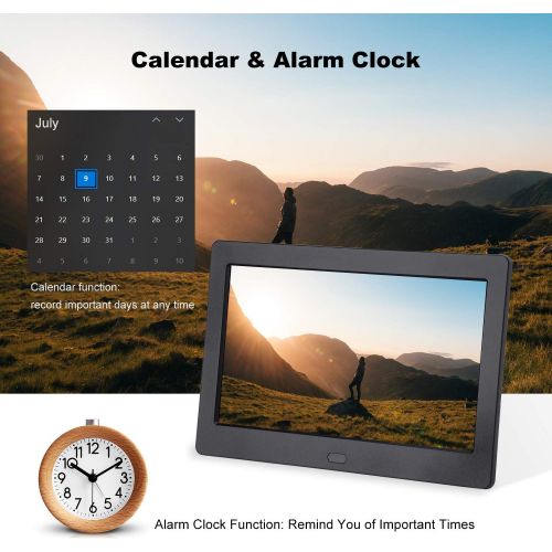  [아마존베스트]Digital Picture Frame 7 Inch 1024x600 (16:9) IPS Widescreen Display,FamBrow Smart Electronic Digital Photo Frame Auto On/Off Timer,Support 1080P Video,Stereo,MP3,Calendar,Remote Co