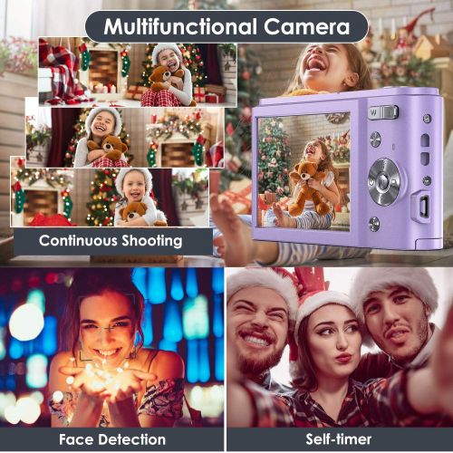  Mini Digital Camera 2.7K Ultra HD 2.88 Inch LCD 44 MP Rechargeable FamBrow Digital Video Camera Pocket Vlogging Camera Kids Cameras with 16X Digital Zoom for Beginner Photography (