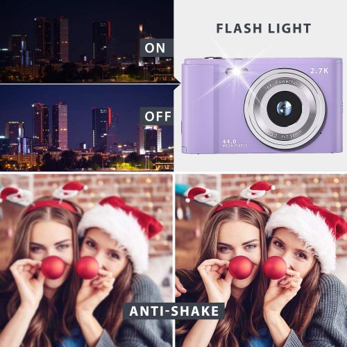  Mini Digital Camera 2.7K Ultra HD 2.88 Inch LCD 44 MP Rechargeable FamBrow Digital Video Camera Pocket Vlogging Camera Kids Cameras with 16X Digital Zoom for Beginner Photography (