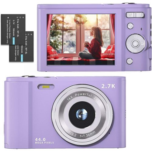  Mini Digital Camera 2.7K Ultra HD 2.88 Inch LCD 44 MP Rechargeable FamBrow Digital Video Camera Pocket Vlogging Camera Kids Cameras with 16X Digital Zoom for Beginner Photography (