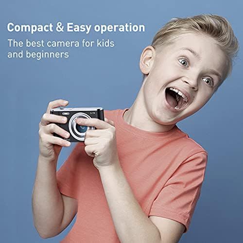  [아마존베스트]FamBrow Digital Camera 2.88 Inch 44 Megapixel 2.7K Mini Digital Cameras with 16X Digital Zoom Compact Digital Camera with 2 Batteries (Black)
