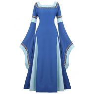 Famajia Womens Medieval Renaissance Costume Cosplay Victorian Vintage Retro Gown Long Dress