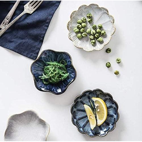  [아마존베스트]Multipurpose Small Seasoning Sauce Dishes,Famhome Multicolor Leaf Beautiful Condiment Dishes Snack Serving Dishes Dinnerware Set - Saucer for Vinegar/Salad/Soy Sauce (Flower-4pcs)