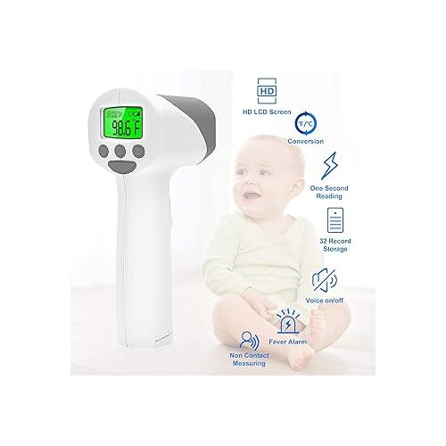  Medical Grade Heavy Duty Touchless Infrared Forehead Thermometer, for Adults & Baby Thermometer Gun, Instant Results