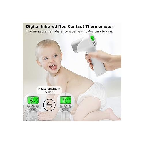  Medical Grade Heavy Duty Touchless Infrared Forehead Thermometer, for Adults & Baby Thermometer Gun, Instant Results