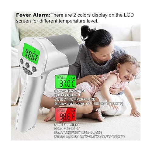  Touchless Thermometer for Adults,Famidoc Non Contact Infrared Thermometer for Kids and Baby No Touch Infrared Forehead Thermometer for Fever Smart Temperature with Digital LCD Display Instant Results