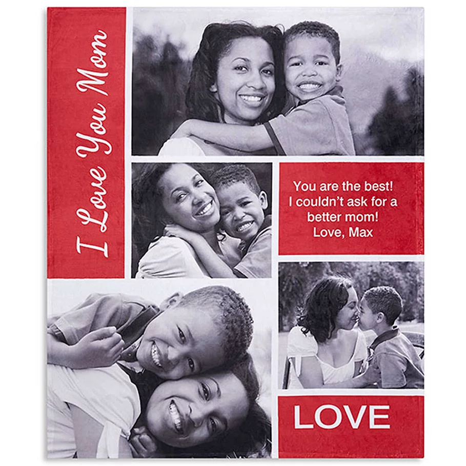  Family Love Photo Collage 50-Inch x 60-Inch Fleece Throw Blanket