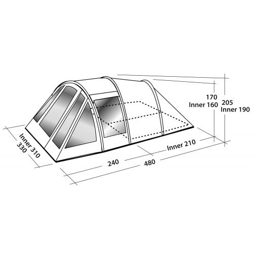  Family Easy Camp Tempest 500 Inflatable Tunnel - 5 Person, 3 Rooms, Light/Dark Blue, 120255