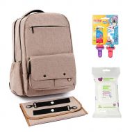 Family First Enterprises Diaper Bag Backpack with Changing Pad, Stroller Straps, Pacifier Wipes (40 CT) and Two Pacifier Clips Bundle for All Your On The Go Travel Necessities - Great Newborn Baby Shower G