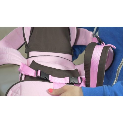  Family First Enterprises Baby Carrier 4 Position 360 Sling, Front & Rear Facing, Backpack Positions, Newborn to Toddler, Easy in & Out-Padded Straps & Waist Belt, Pink