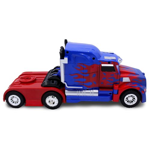  Transformania Toys Kids RC Toy Car Transforming Robot Truck One Button Transformation Engine Sound Dance Mode 360 Spinning Speed Drifting 2 Band 2.4 GHz Remote Control RC Vehicle Toys for Children