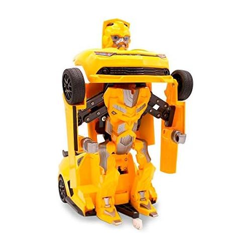  [아마존베스트]Kids RC Toy Sports Car Transforming Robot Remote Control with One Button Transformation, Realistic Engine Sounds, 360 Speed Drifting, Sword and Shield Included Toys For Boys 1:14 S
