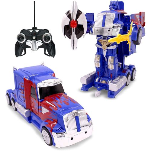  Family Smiles RC Toy Car Truck Transforming Robot Kids 8 - 12 years Remote Control Vehicle 1:14 Scale Blue