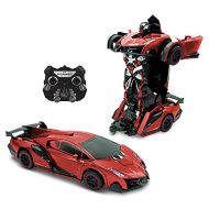 Family Smiles Kids RC Toy Transforming Robot Remote Control Car Vehicle Toys for Boys 8-12 Blue Red