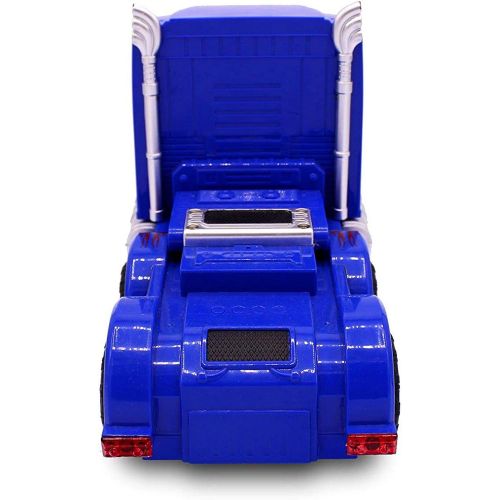  Transformania Toys RC Toy Transforming Robot Remote Control (27 MHz) Truck with One Button Transformation, Realistic Engine Sounds and 360 Speed Drifting 1:14 Scale (Blue)