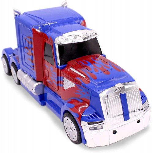  Transformania Toys RC Toy Transforming Robot Remote Control (27 MHz) Truck with One Button Transformation, Realistic Engine Sounds and 360 Speed Drifting 1:14 Scale (Blue)