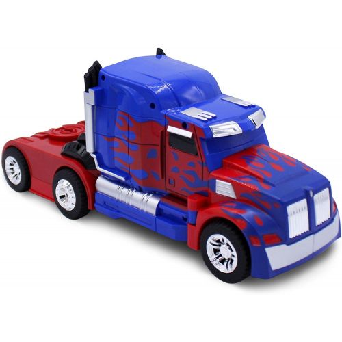  Transformania Toys Kids RC Toy Car Transforming Robot One Button Transformation Engine Sound Dance Mode 360 Spinning Speed Drifting 2 Band 2.4 GHz Remote Control RC Vehicle Toys Boys (Blue Truck)