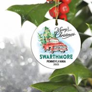 FamilyGift Merry Christmas 2021 Ornament Tree First 1st Holiday Living In Swarthmore Pennsylvania State Ornament - Keepsake Gift Ideas Ornament Christmas For Family, Friend And Housewarming