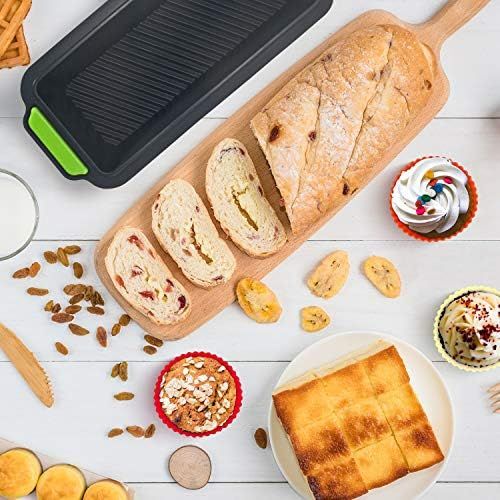  [아마존베스트]Familybox 11 in 1 silicone bread baking mould set, large bread baking tin, loaf tin, non-stick baking mould and 10 muffin cupcake cases, muffin moulds for baking, mixing and steami