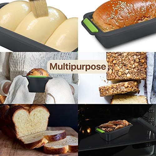  [아마존베스트]Familybox 11 in 1 silicone bread baking mould set, large bread baking tin, loaf tin, non-stick baking mould and 10 muffin cupcake cases, muffin moulds for baking, mixing and steami