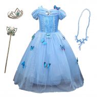 Familycrazy Snow Queen Princess Frozen Dress Elsa Costumes for Childrens Day Birthday Party Cosplay for 3-12Y Girls