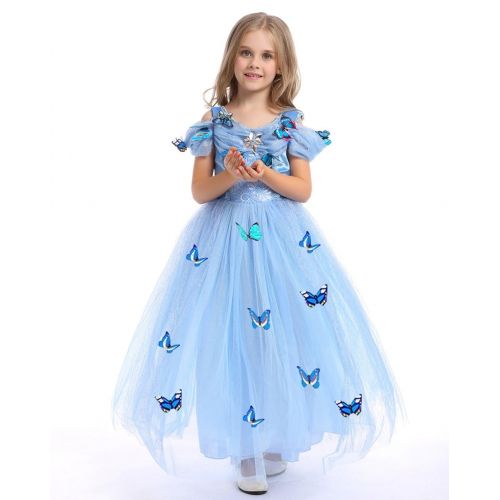  Familycrazy Snow Queen Princess Frozen Dress Elsa Costumes for Childrens Day Birthday Party Cosplay for 3-12Y Girls