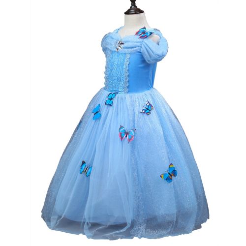  Familycrazy Snow Queen Princess Frozen Dress Elsa Costumes for Childrens Day Birthday Party Cosplay for 3-12Y Girls