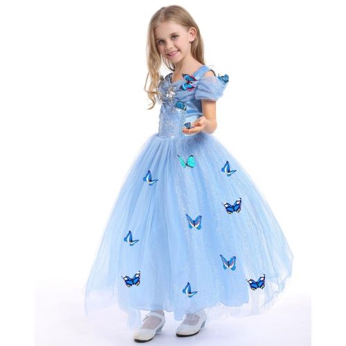  Familycrazy Snow Queen Princess Frozen Dress Elsa Costumes for Childrens Day Birthday Party Cosplay for 3-12Y Girls