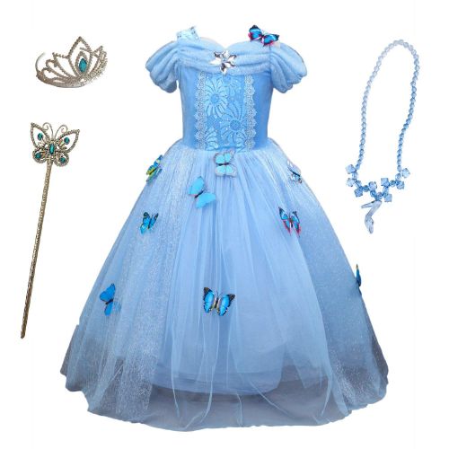  Familycrazy Snow Queen Princess Frozen Dress Elsa Costumes for Childrens Day Birthday Party Cosplay for 3-12Y Girls