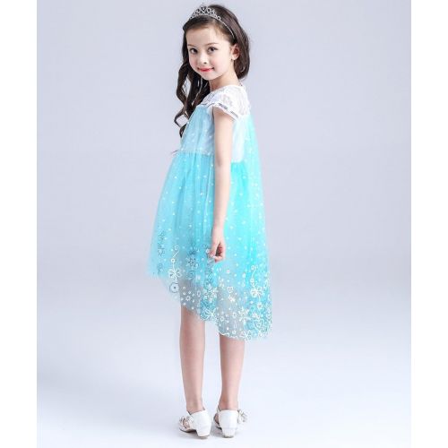  Familycrazy Snow Queen Princess Frozen Dress Elsa Costumes for Childrens Day Birthday Party Cosplay for 3-12Y Girls