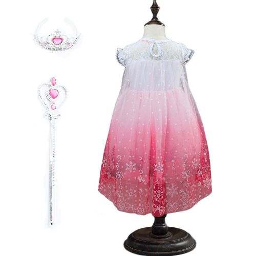  Familycrazy Snow Queen Princess Frozen Dress Elsa Costumes for Childrens Day Birthday Party Cosplay for 3-12Y Girls