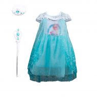 Familycrazy Snow Queen Princess Frozen Dress Elsa Costumes for Childrens Day Birthday Party Cosplay for 3-12Y Girls