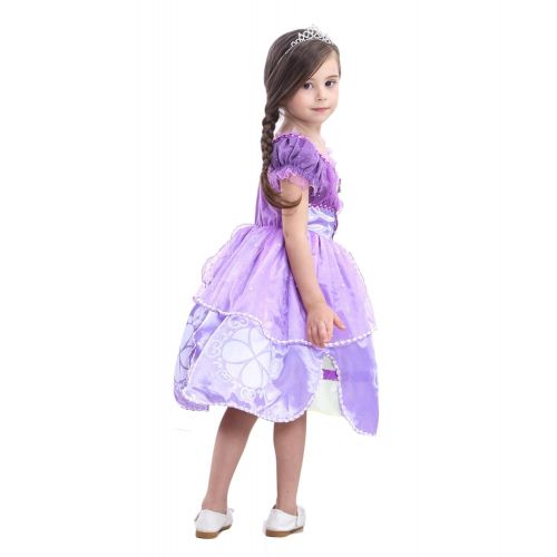  Familycrazy Princes Sofia Costume Dress with Tiara, Wand for Birthdays, Halloween, Parties,Childrens Day