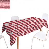 Familytaste familytaste USA Rectangular Tablecloth Patriotic Pattern Love My Country Continent American Federal Freedom Image Oblong Wrinkle Resistant Tablecloth 60x120 Coconut Navy Blue Red