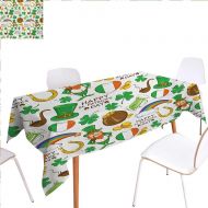 Familytaste familytaste St. Patricks Day Patterned Tablecloth Irish Party Pattern Beer Leprechaun Flag Hearts Rainbow Gold and Shamrock Dust-Proof Oblong Tablecloth 60x120 Multicolor