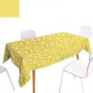 Familytaste familytaste Yellow and White Printed Tablecloth Geometric Art Pattern with Lacing Shapes 30s Style Spring Fashion Rectangle Tablecloth 70x90 Earth Yellow White