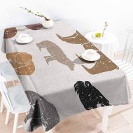 Familytaste familytaste Bear,Table Cloth for Outdoor Picnic Set of Different Bears with Grunge Design Growling Portraits Silhouettes Retro Style 52x 70 Rectangular Polyester Tablecloth