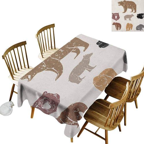  Familytaste familytaste Bear,Table Cloth for Outdoor Picnic Set of Different Bears with Grunge Design Growling Portraits Silhouettes Retro Style 52x 70 Rectangular Polyester Tablecloth