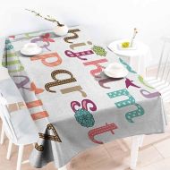 Familytaste familytaste Letters,Table Cloth for Outdoor Picnic Girly Feminine Typography Set Colorful Letters with Flowers Birds and Butterflies 60x 120 Waterproof Table Cover for Kitchen