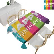 Familytaste Birthday,Tablecovers Rectangular Celebration Vertical Bold Stripes in Different Colors with Balloons Festive Font Table Flag Home Decoration Multicolor 70x 120