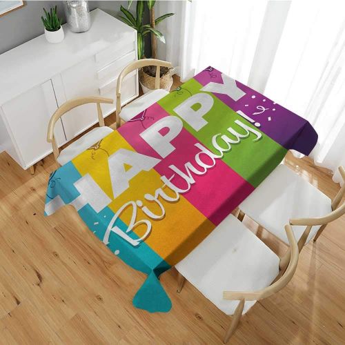  Familytaste Birthday,Tablecovers Rectangular Celebration Vertical Bold Stripes in Different Colors with Balloons Festive Font Table Flag Home Decoration Multicolor 70x 120