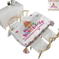 Familytaste Birthday,Fitted tablecloths Joyful Mouses Partying Presents and Delicious Cake with Candles Festive...