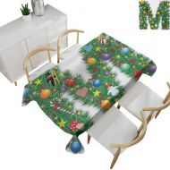 Familytaste Letter M,Party Table Cloth Festive Cute Colorful Figures on Letter M Winter Season Theme Snowman...