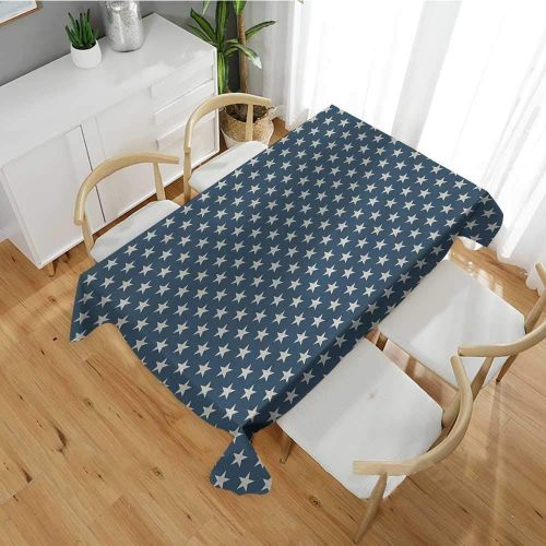  Familytaste Star,Party Table Cloth Patriotic Star of The American Flag Festive Independence Themed Symbols of Freedom Table Cover for Outdoor and Indoor Navy Blue Tan 60x 84