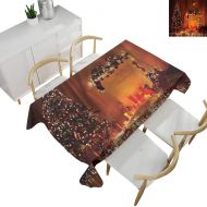 Familytaste Christmas,Party Table Cloth Romantic Xmas Room with Candles Lights Presents Toys Fairy Festive...