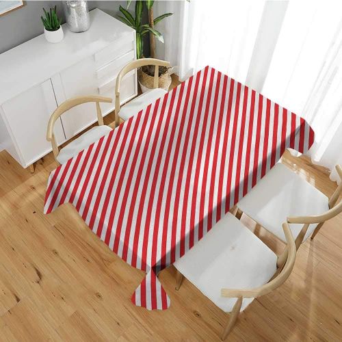  Familytaste Candy Cane,Tablecovers Rectangular Diagonal Red Lines Festive Christmas Celebration Themed Geometric Arrangement Oblong Wrinkle Resistant Tablecloth Red White 70x 102